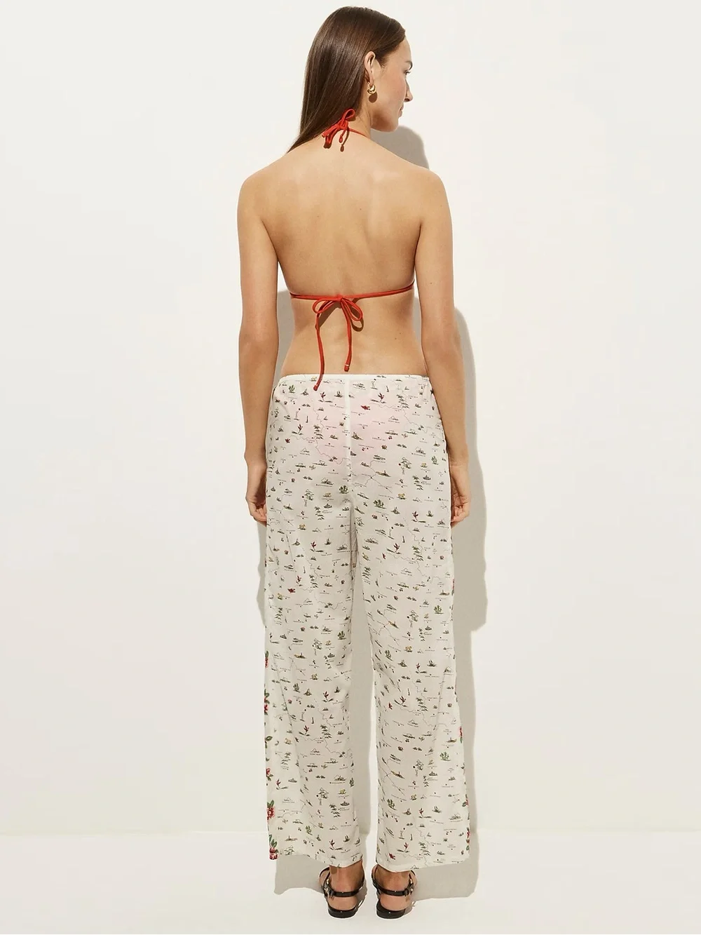 J. Crew Cotton voile beach pant in map print Small Resortwear NWT